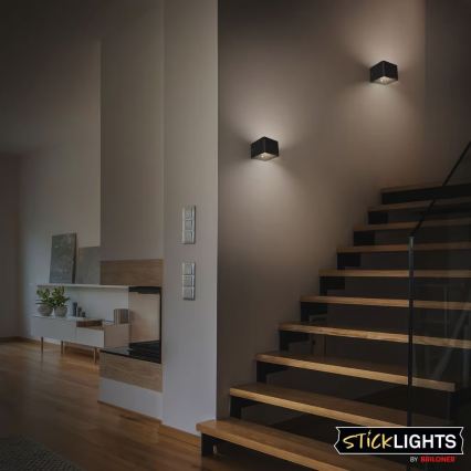 Briloner 3879015 - Applique murale LED rechargeable avec capteur de mouvement et capteur crépusculaire BORRA LED/1,5W/5V 3600 mAh noir