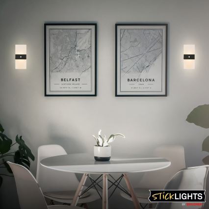 Briloner 3888015 - Applique murale LED rechargeable avec détecteurs de mouvement et de crépuscule AURA LED/2,5W/5V 1800 mAh noire