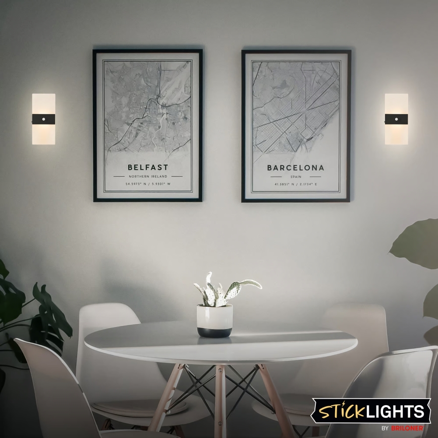 Briloner 3888015 - Applique murale LED rechargeable avec détecteurs de mouvement et de crépuscule AURA LED/2,5W/5V 1800 mAh noire