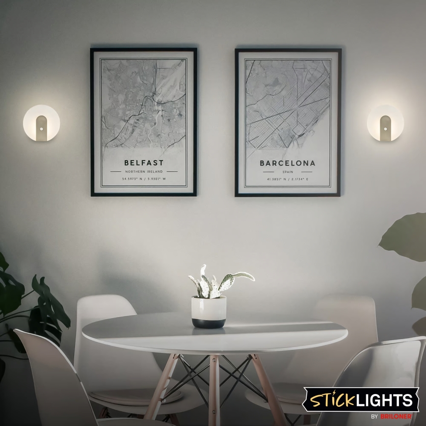 Briloner 3889012 - Luminaire mural LED rechargeable avec capteur de mouvement et capteur crépusculaire TARO LED/2,5W/5V 1800 mAh chrome mat