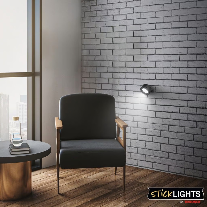 Briloner 3896015 - Applique murale LED rechargeable TARI, dimmable, 1,6 W / 5 V, 1500 mAh, noir