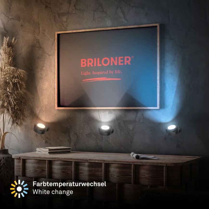 Briloner 3896015 - Applique murale LED rechargeable TARI, dimmable, 1,6 W / 5 V, 1500 mAh, noir