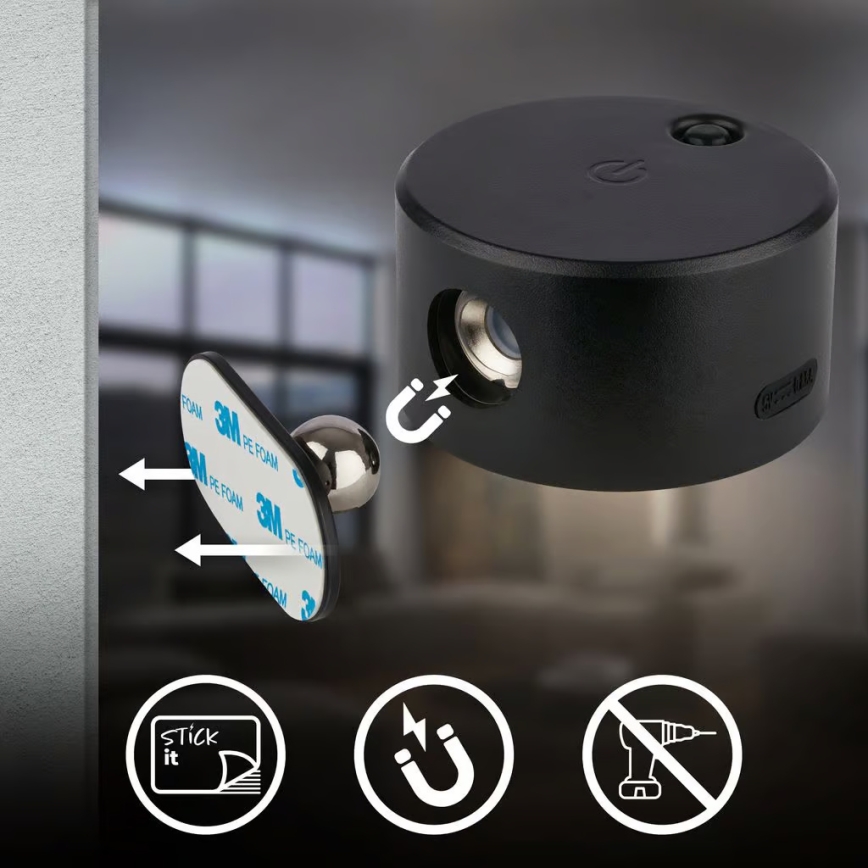 Briloner 3896015 - Applique murale LED rechargeable TARI, dimmable, 1,6 W / 5 V, 1500 mAh, noir