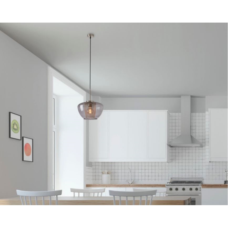 Briloner 4016-014 - Suspension à câble SEVENTIES 1xE27/40W/230V gris fumé