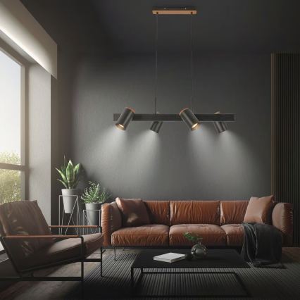 Briloner 4059045 - Suspension sur câble ERA 4xGU10/10W/230V noire