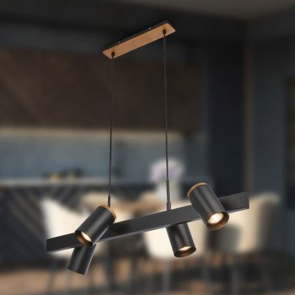 Briloner 4059045 - Suspension sur câble ERA 4xGU10/10W/230V noire