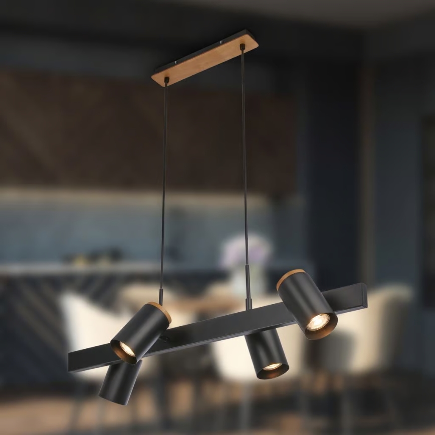 Briloner 4059045 - Suspension sur câble ERA 4xGU10/10W/230V noire