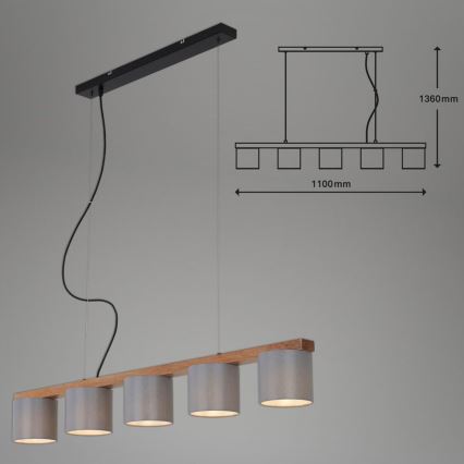 Briloner 4075-054 - Suspension sur câble RHON 5xE14/25W/230V