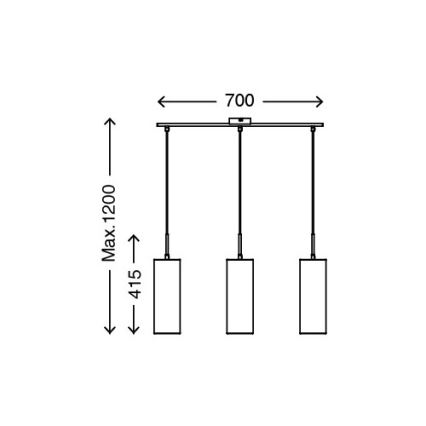 Briloner 4712-034 - Suspension avec fil 3xE27/25W/230V