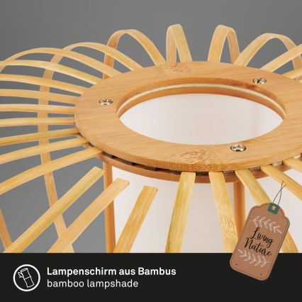 Briloner 4759011 - Suspension sur câble 1xE27/10W/230V noir/bambou