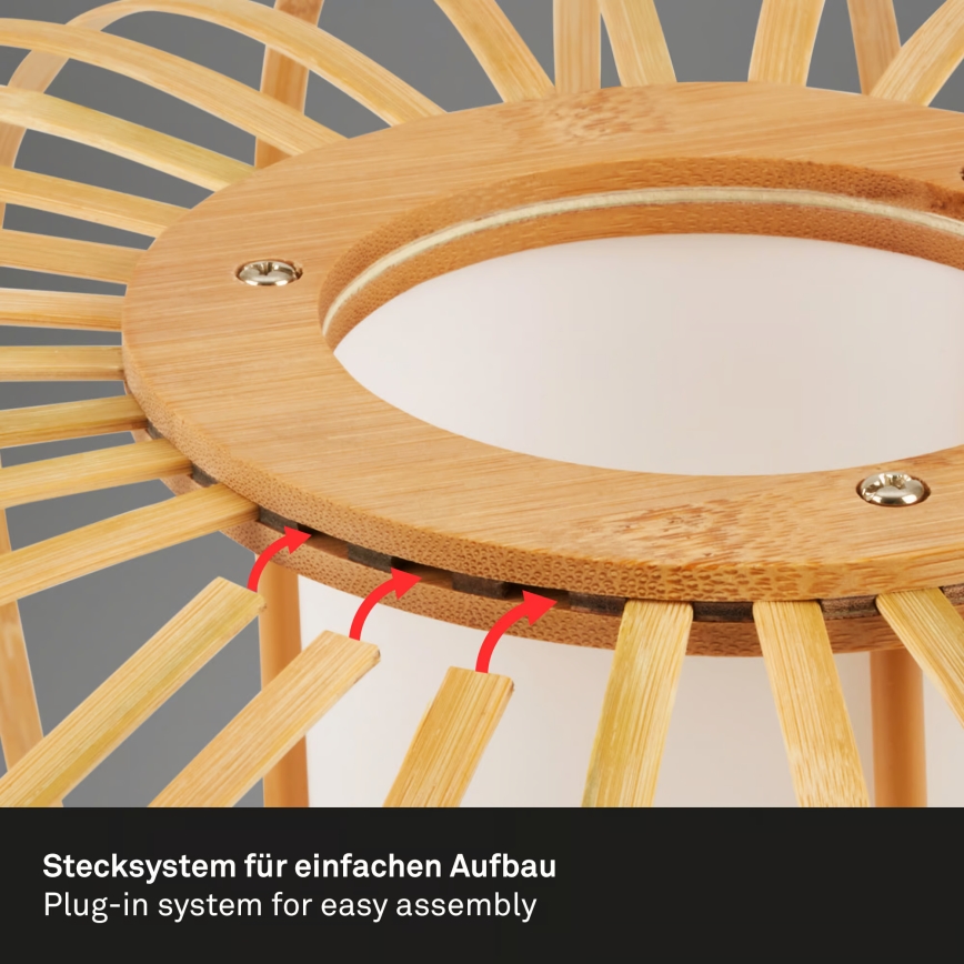 Briloner 4759031 - Suspension sur câble 3xE27/10W/230V noir/bambou