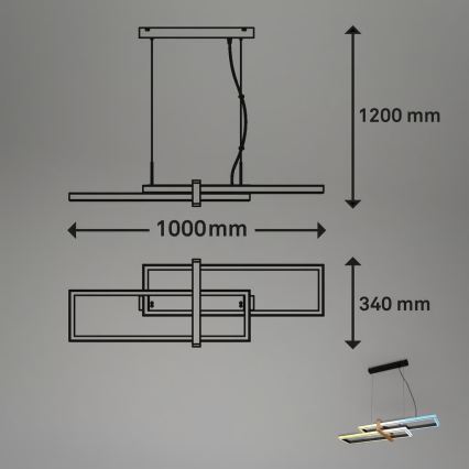 Briloner 4768015 - Suspension LED dimmable sur câble LED/44W/230V 2700-6500K + télécommande