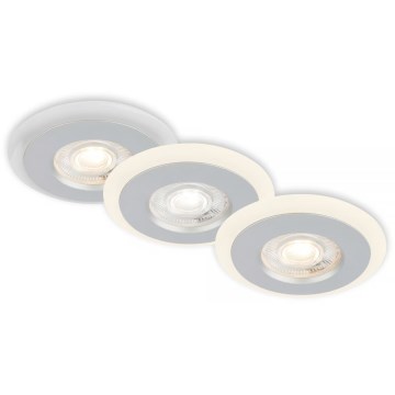 Briloner 7039034 - Ensemble de 3 spots LED encastrés pour salle de bains, LED/5W/230V, IP44, chrome mat