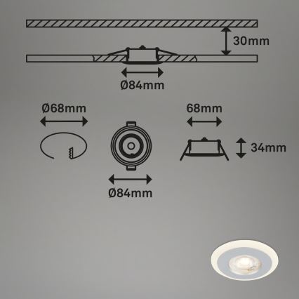 Briloner 7039034 - Ensemble de 3 spots encastrés pour salle de bains, 3xLED/5W/230V, IP44, chrome mat