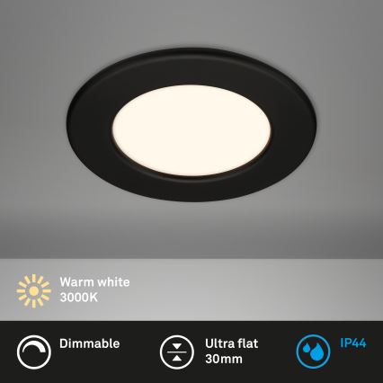 Briloner 7049015 - Plafonnier encastré LED dimmable pour salle de bains LED/6W/230V 3000K IP44 noir