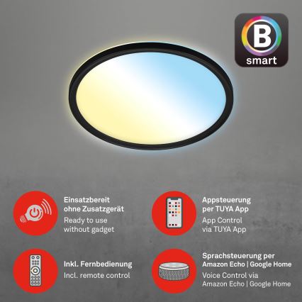 Briloner 7058-015 - Luminaire à intensité variable SLIM LED/18W/230V 2700-6500K Wi-Fi Tuya + télécommande