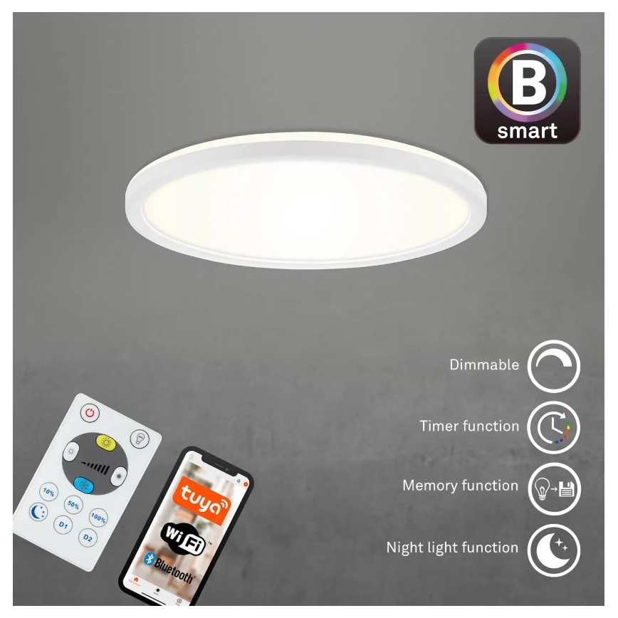 Briloner 7058-016 - Luminaire à intensité variable SLIM LED/18W/230V 2700-6500K Wi-Fi Tuya + télécommande