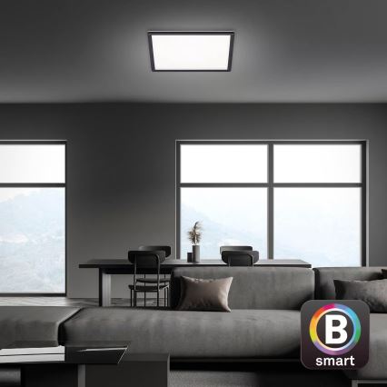 Briloner 7060-015 - Panneau SLIM LED dimmable, 22W, 230V, 2700-6500K, 42x42 cm, noir, Wi-Fi Tuya + télécommande