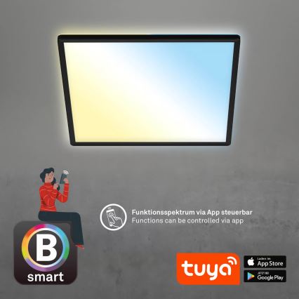 Briloner 7060-015 - Panneau SLIM LED dimmable, 22W, 230V, 2700-6500K, 42x42 cm, noir, Wi-Fi Tuya + télécommande
