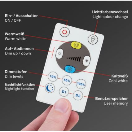 Briloner 7082-016 - Plafonnier à intensité variable LED SLIM LED/22W/230V 2700-6500K + télécommande