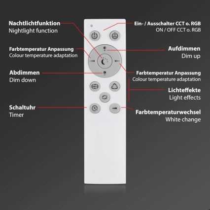 Briloner 7087-016 - LED RGBW Luminaire à intensité variable SMART LED/24W/230V 3000-6500K Wi-Fi Tuya + télécommande