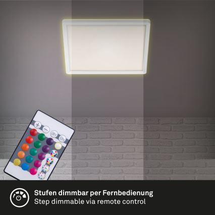 Briloner 7090-416 - Plafonnier LED RGBW à intensité variable SLIM LED/15W/230V + télécommande