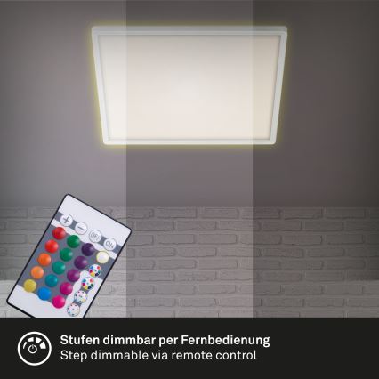 Briloner 7091-416 - Plafonnier LED RGBW à intensité variable SLIM LED/22W/230V + télécommande