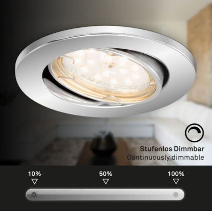 Briloner 7219-038 - LOT 3x Luminaire de salle de bain encastrable à intensité variable 1xGU10/5W/230V IP23