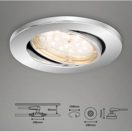 Briloner 7219-038 - LOT 3x Luminaire de salle de bain encastrable à intensité variable 1xGU10/5W/230V IP23