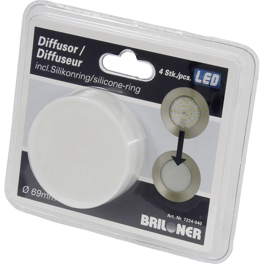 Briloner 7224-040 - LOT 4x Diffuseur pour spot encastrable d. 69 mm