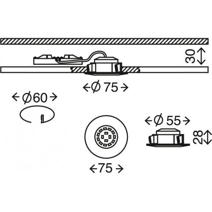 Briloner 7231-019 - Spot salle de bain encastrable à intensité variable LED/5,5W/230V IP44