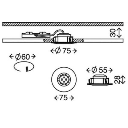 Briloner 7231-031- LOT 3x Luminaire de salle de bain encastrable à intensité variable LED/5,5W/230V IP44