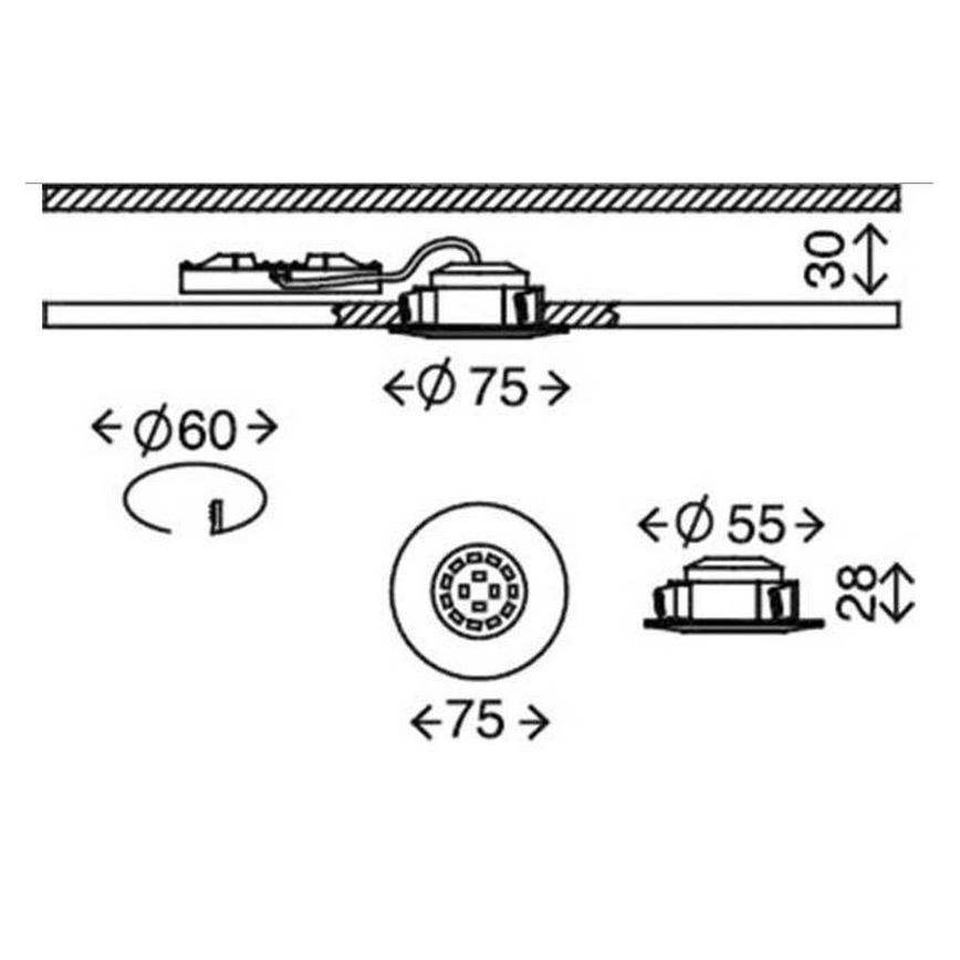 Briloner 7231-031- LOT 3x Luminaire de salle de bain encastrable à intensité variable LED/5,5W/230V IP44