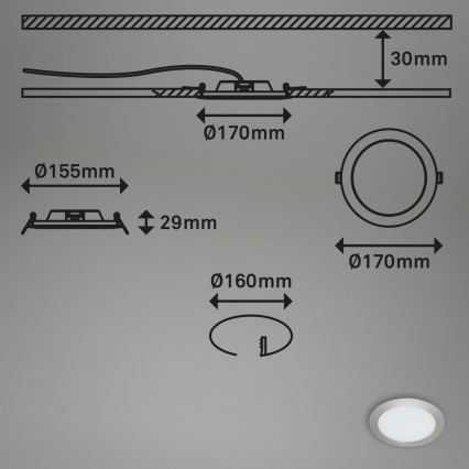 Briloner 7286-012 - Spot encastrable de salle de bain LED/12W/230V IP44