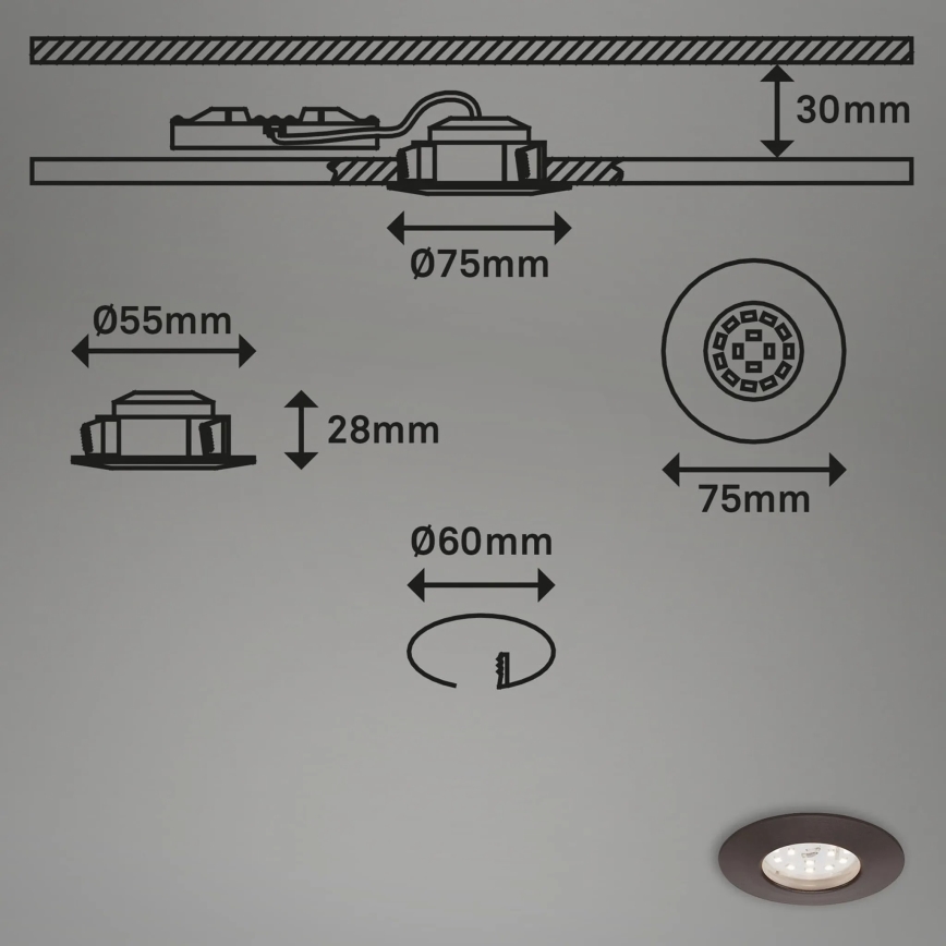 Briloner 7295-031 - LOT 3x Spot encastrable de salle de bain à intensité variable ATTACH LED/6,5W/230V IP44