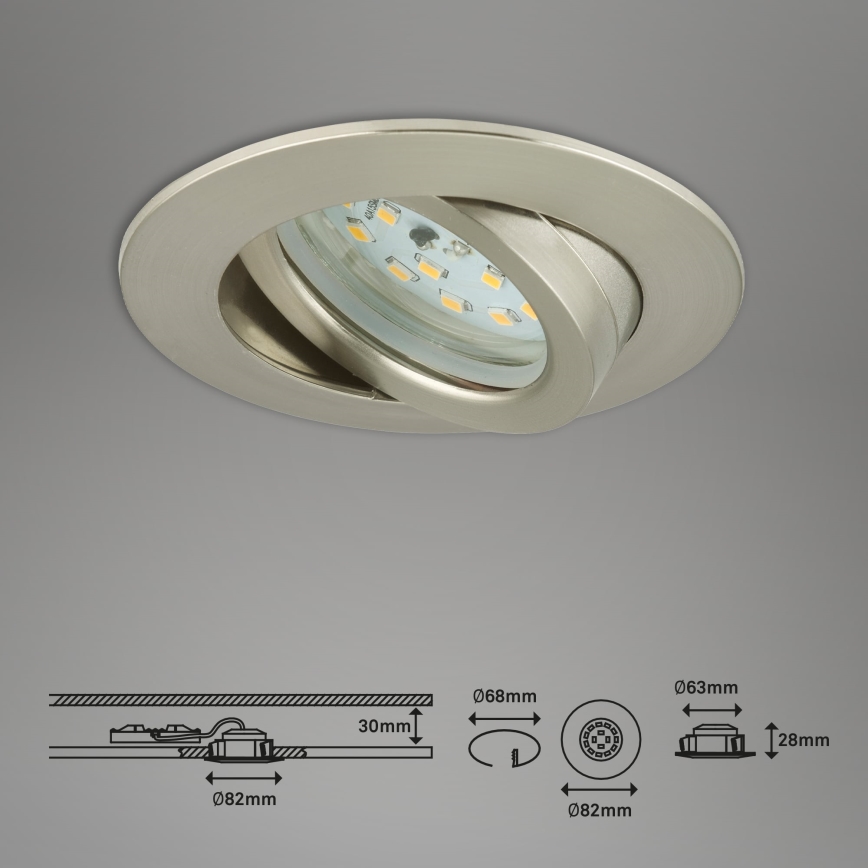 Briloner 7296-012 - Spot encastrable de salle de bain à intensité variable ATTACH LED/6,5W/230V IP23 chrome mat