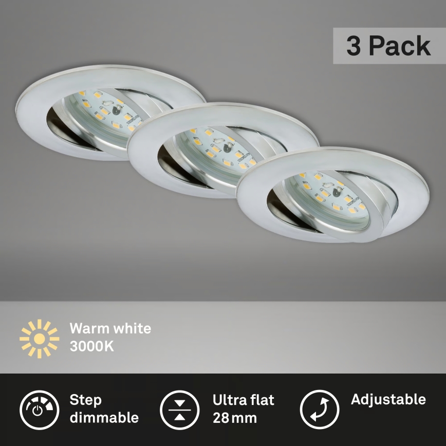Briloner 7296-039 - ENSEMBLE 3x spots LED dimmables pour salle de bains LED/6,5W/230V 3000K IP23 chrome mat