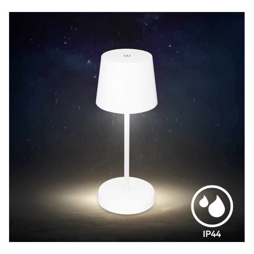 Briloner 7423016 - Lampe de table d'extérieur à intensité variable et rechargeable LED/2,6W/5V 2000mAh IP44 blanc