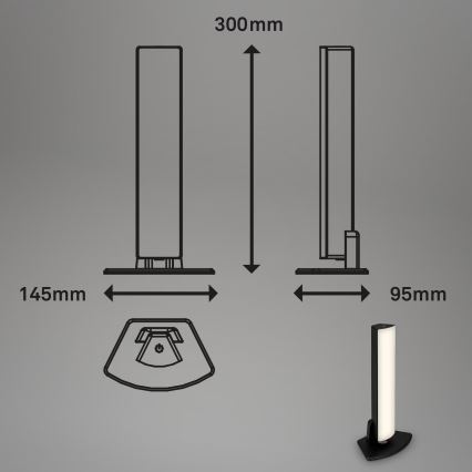 Briloner 7474-015 - Lampe de table extérieure tactile LED dimmable rechargeable 2 en 1 LED/7W/5V 2x2200 mAh USB 3000K IP44 noire