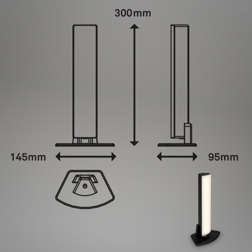Briloner 7474-015 - Lampe de table extérieure tactile LED dimmable rechargeable 2 en 1 LED/7W/5V 2x2200 mAh USB 3000K IP44 noire