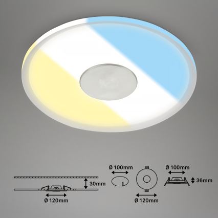 Briloner 7480019 - Plafonnier encastré LED pour salle de bains LED/6W/230V 3000/4000/6500K IP44 blanc