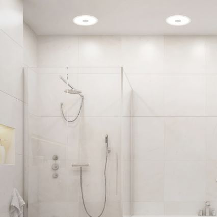 Briloner 7481019 - Plafonnier LED encastré pour salle de bains, 12 W, 230 V, 3 températures de couleur (3000/4000/6500 K), IP44, blanc