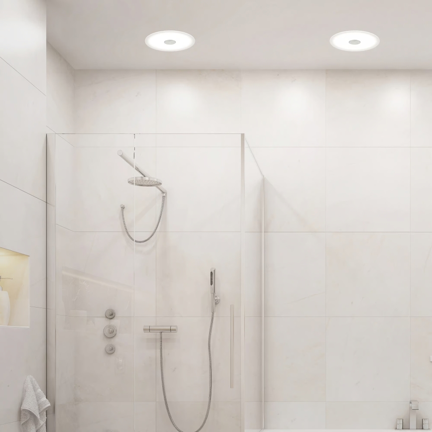 Briloner 7481019 - Plafonnier LED encastré pour salle de bains, 12 W, 230 V, 3 températures de couleur (3000/4000/6500 K), IP44, blanc