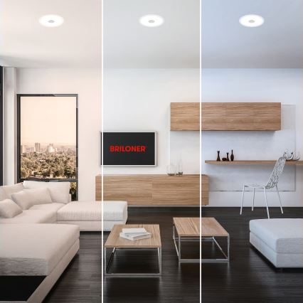 Briloner 7481019 - Plafonnier LED encastré pour salle de bains, 12 W, 230 V, 3 températures de couleur (3000/4000/6500 K), IP44, blanc