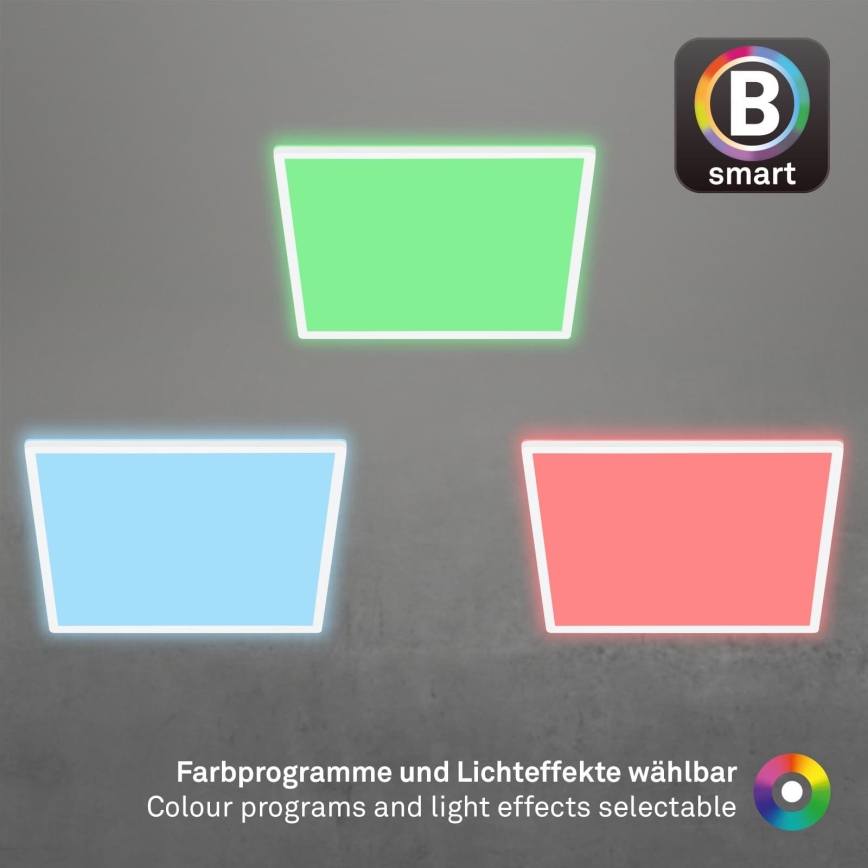Briloner 7491-016 - Plafonnier LED RGBW dimmable SMART LED/22W/230V, 4000K, 42x42 cm, Wi‑Fi Tuya + télécommande