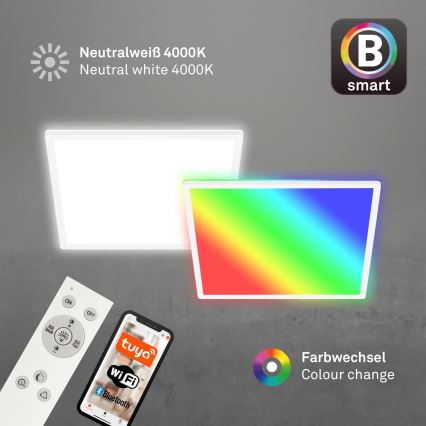 Briloner 7491-016 - Plafonnier LED RGBW dimmable SMART LED/22W/230V, 4000K, 42x42 cm, Wi‑Fi Tuya + télécommande