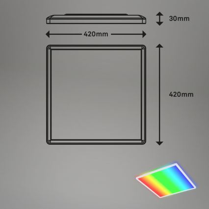Briloner 7491-016 - Plafonnier LED RGBW dimmable SMART LED/22W/230V, 4000K, 42x42 cm, Wi‑Fi Tuya + télécommande