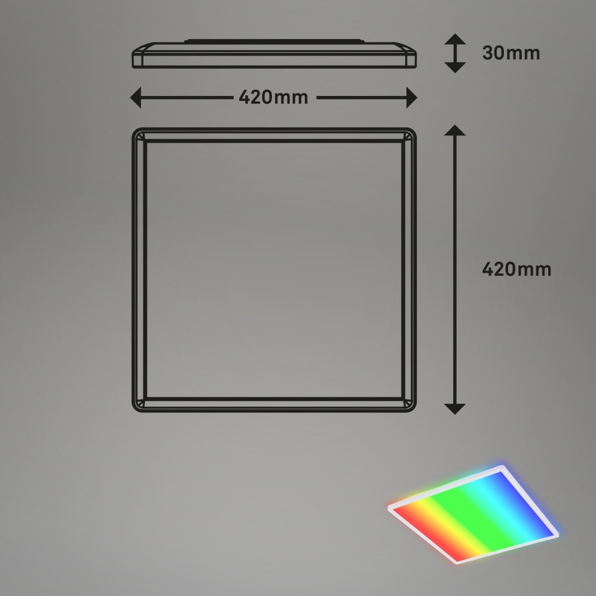Briloner 7491-016 - Plafonnier LED RGBW dimmable SMART LED/22W/230V, 4000K, 42x42 cm, Wi‑Fi Tuya + télécommande