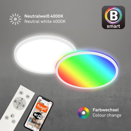 Briloner 7494016 - Plafonnier LED RGBW dimmable SMART LED/22W/230V 4000K Ø 42 cm Wi-Fi Tuya + télécommande