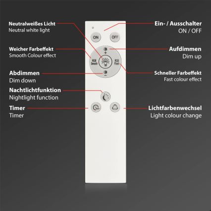 Briloner 7494016 - Plafonnier LED RGBW dimmable SMART LED/22W/230V 4000K Ø 42 cm Wi-Fi Tuya + télécommande